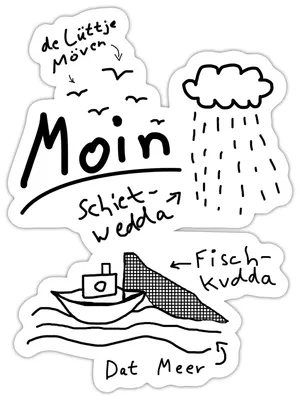 Produktbild von Spreadshirt Moin Norddeutscher Platt Küste Sticker Aufkleber, 10 x 10 cm, Mattweiß