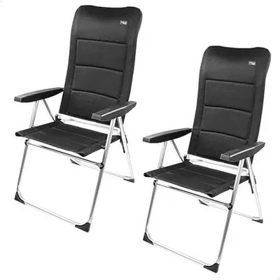Produktbild von Famanu Klappstuhl Set 2 Stück, 5 Positionen, Schwarz - Ideal für Terrasse oder Balkon