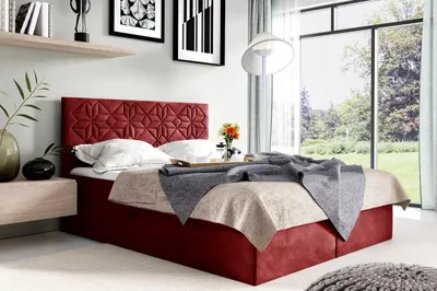 Obrázek produktu pro Manželská postel KVETA - 200x220, červená + topper