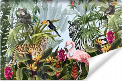 Produktbild von Muralo Selbstklebende Fototapete tropische PFLANZEN wilde Tiere Natur für Schlafzimmer Br. 208cm x Hö. 146cm