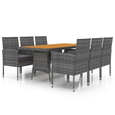 Image de vidaXL Ensemble de jardin 7 pièces Poly rotin gris