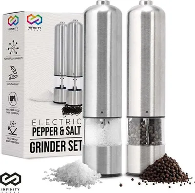 Produktbild von Infinity Goods Elektrisches Pfeffer- und Salzmühlen-Set – Pfeffermühle – Salzmühle – Einstellbare Ma