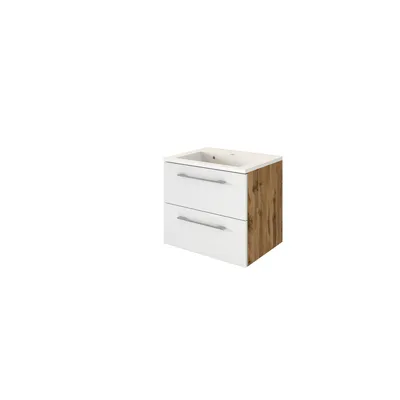 Produktbild von Waschbeckenschrank Sefa 60cm 2 Schubladen - Eiche/Weiß