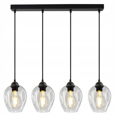 Produktbild von Luxolar Led Pendelleuchte 4 flammig Glasschirm Transparent E27 60W - Deckenlampe wohnzimmer, schwarz metall