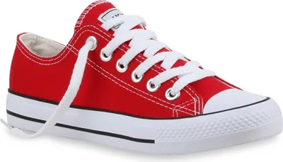 Produktbild von VAN HILL Damen Sneaker Low Canvas Freizeitschuhe Schnürer Sportschuhe 94237, Farbe: Rot Lucky, Größe: 40