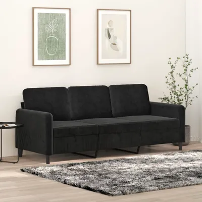 Produktbild von ZMH 3-Sitzer-Sofa Schwarz 180 cm Samt