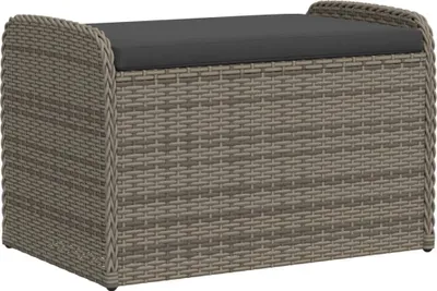 A storage bench with a cushion on top, presented against a white background.