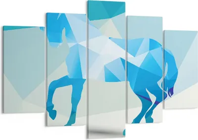 Produktbild von Bild auf Leinwand - Leinwandbild - Pferd Illustration modern Grafik - 150x100cm - Wand Bild - Wanddeko - Leinwanddruck - Bilder - Kunstdruck - Leinwand bilder - Wandkunst - EA150x100-2814