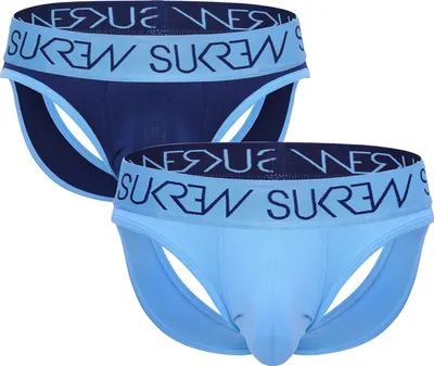 Produktbild von SUKREW - Herren Thongs Unterwäsche - V-Thong Vorteilspack 1x Arctic Blue + 1x Marine - Größe XS