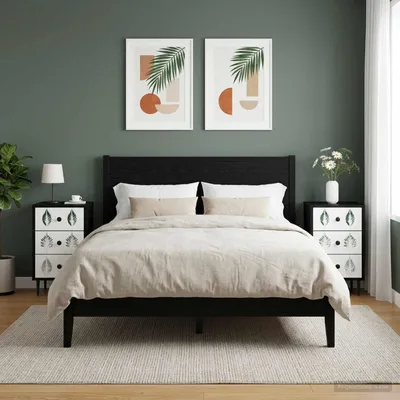 Image de vidaXL Table de chevet HANAU, lot de 2, noire, imitation chêne, 36 x 33 x 61 cm