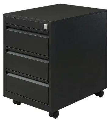 Productafbeelding van Ladeblok bureau op wielen - Ladenkastje - Bureaukast met 3 laden - Zwart