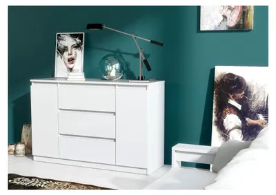 Produktbild von Kommode mit 3 Schubladen und 2 Türen, 140 cm (Weiß Matt, 39 x 140 x 78,2 cm)