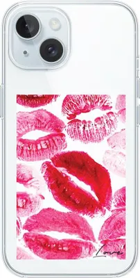 Immagine prodotto di Custodia in silicone trasparente per iPhone 15 con design "love"