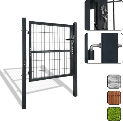Zdjęcie produktu dla XMTECH brama ogrodowa brama ogrodowa 100x100cm brama ogrodzeniowa z zamkiem, klamką i kluczami brama ogrodowa brama podjazdowa brama na podwórko, antracytowa