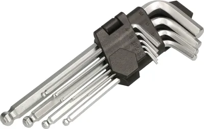 Image de KOTARBAU® : 9 clés Allen de 1,5 à 10 mm, ensemble de 9 clés Allen à tête sphérique, clés Allen avec embout à boule, clés Allen en acier chrome-vanadium, clés hexagonales allongées, 9 pièces