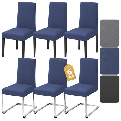 Produktbild von Verdego Stretch-Stuhlhussen 6er-Set, Esszimmerstuhlbezug, Wasserabweisend Waschmaschinenfest, Stuhlbezug für Zuhause, Restaurant Hochzeit, Marineblau