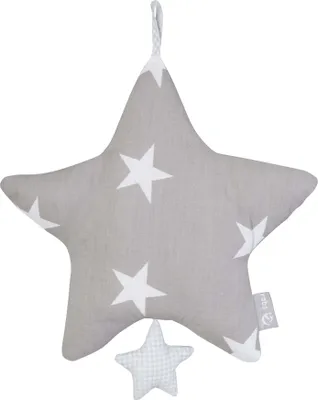 Produktbild von roba Spieluhr 'Little Stars', Einschlafhilfe, Textil-Stern waschbar, Babyzimmer Deko grau / weiß