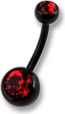 Produktbild von Zeeme Body Jewelry Piercing Bauchnabelpiercing Chirurgiestahl schwarz Kristall