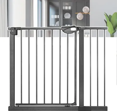 Obrázok produktu pre JOIEYOU schodisková brána 90 cm dverová brána bez vŕtania N Stop Bezpečnostné dvere a schodisková brána s automatickým zatváraním detská bezpečnostná brána dverová brána psy detská bezpečnostná brána, pre 95-105 m (čierna)