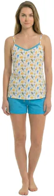 Produktbild von Kisses&Love Damen-Sommerpyjama aus 100 % Baumwolle mit dünnen Trägern KL45200