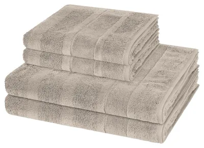 Produktbild von Cawö Noblesse 2 X Handtuch 2 X Duschtuch im Set Extraflauschige Veloursstreifen, Hochwertige Baumwollqualität, Pflegeleicht und trocknergeeignet 4er Set