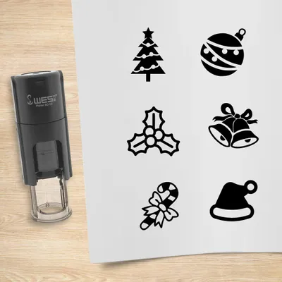 Produktbild von CombiCraft Selbstfärbendestempel Set 'Weihnachten' in der Farbe Schwarz, Ø10mm