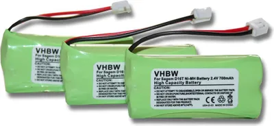 Produktbild von vhbw 3x Akku kompatibel mit Sagem D16T, D16T Duo, D21T, D21V, D16T Duo 2, D18T schnurlos Festnetz Telefon (700 mAh, 2,4 V, NiMH)