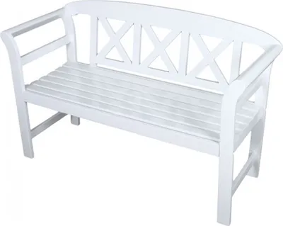 Produktbild von Gartenbank Holzbank weiß washed, 2 Sitzer Eukalyptus  Sitzbank L128xB50xH80cm