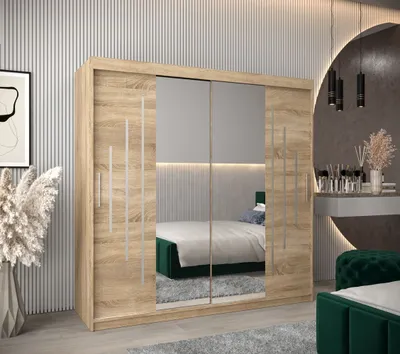 Obrázok produktu pre Elegantná šatníková so zrkadlom Sofia 200 vo farbe dub sonoma