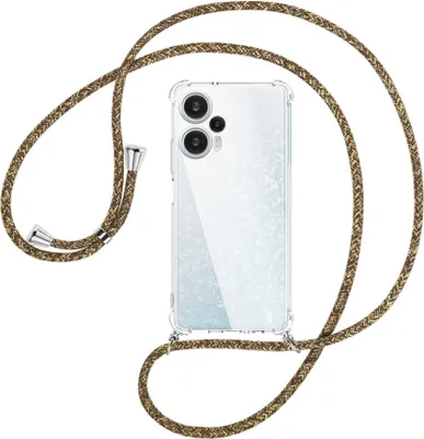 Produktbild von Handykette Backcover-Schutzhülle mit Band (Metall silberfarben) für Xiaomi Poco F5 (6.67'') - braun+beige