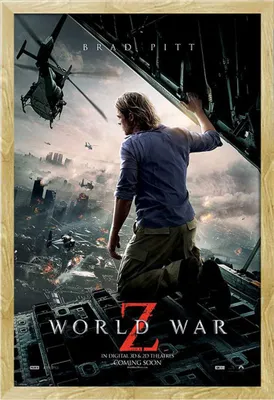 Image de World War Z - Poster - One Sheet + cadre amovible, Shinsuke® Maxi MDF hêtre, vitre acrylique