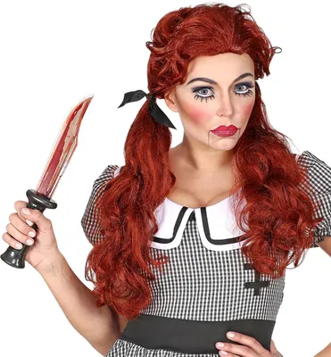 Immagine prodotto di Parrucca da donna "Killer Doll" con treccine | Rosso - Halloween