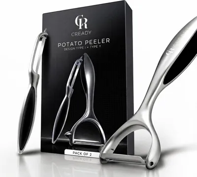 Productafbeelding van Aardappelschiller set van 2, groenteschiller, roestvrijstalen mes, antisliphandgreep, voor keuken