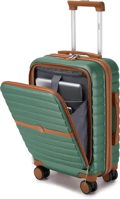 Zdjęcie produktu dla Walizka podręczna - kabinowy wózek - 53 cm - przegroda na laptopa - twarda obudowa z ABS-PC - 55 x 38 x 24 cm - zielony