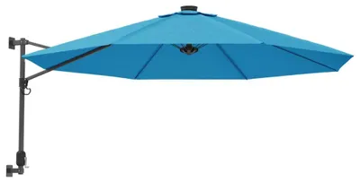 Produktbild von vidaXL Wand-Sonnenschirm mit LEDs Meerblau 290 cm