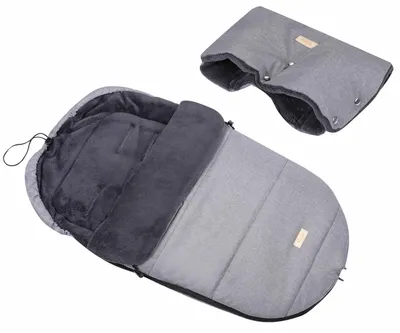 Produktbild von XXL Winterfußsack Kinderwagen Buggy 120 cm Grau Universal Fußsack mit Handmuff, Schlittensack Thermo 3-5 Jahre