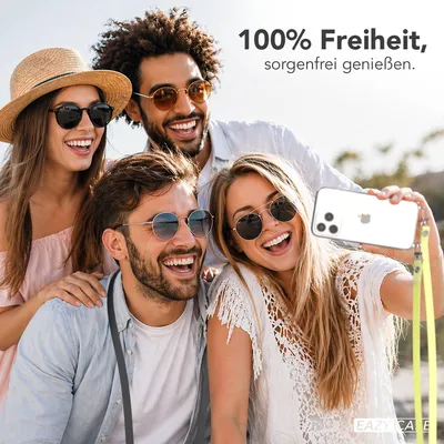 Produktbild von EAZY CASE Handykette magnetisch mit Handyhülle für Apple iPhone 15 Pro Max, Crossbody Handyband 1-1,90m verstellbar mit 2 Ösen in Gelb