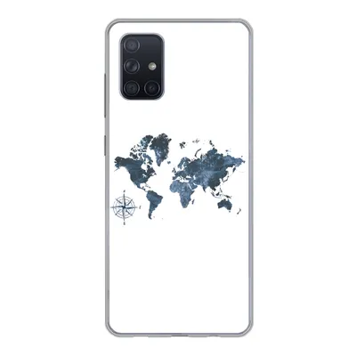 Produktbild von MuchoWow® Handyhülle Schutzhülle Hülle für Samsung Galaxy A51 Weltkarte - blau - Kompass Silikon Softcase Handy Hülle - Schutzabdeckung