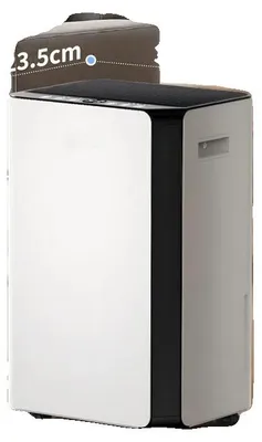 Obrázek produktu pro Odvlhčovač, odvlhčovací kapacita až 20 litrů denně, vhodný pro prostory až 60 m², rozměry 30,5 cm x 23,5 cm x 49,5 cm, spotřeba energie 330 W, úroveň hluku ≤45 dB