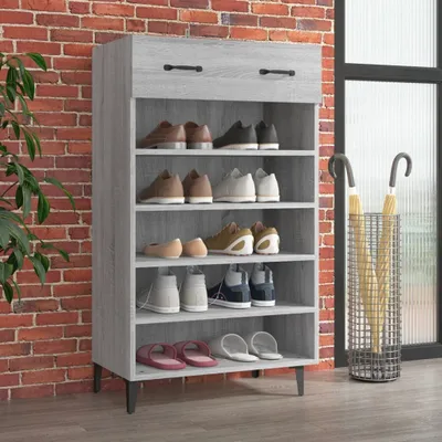 Produktbild von vidaXL Schuhschrank Grau Sonoma 60x35x105 cm Holzwerkstoff - Schuhregal - Schuhregale - Schuhaufbewahrung - Schuhschrank
