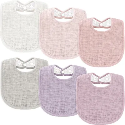 Immagine prodotto di Bavaglini per neonati, confezione da 6 pezzi, 100% mussola, regolabili, unisex, adatti a bambini e bambine
