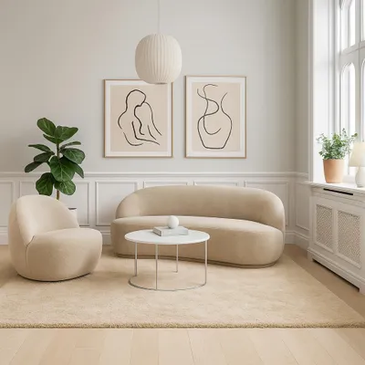 Produktbild von Luxus Super Soft Hochflor Langflor Teppich Silky Beige, Größe:80x150 cm