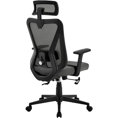 Produktbild von Yaheetech Bürostuhl Ergonomisch, Schreibtischstuhl mit Verstellbarer Kopfstütze, Armlehnen, Lendenwirbelstütze, Höhenverstellbar, Chefsessel aus Mesh, Drehstuhl Wippfunktion, Rückenschonend Schwarz