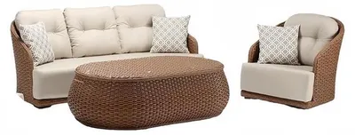 Produktbild von Rattanmöbel Garnitur Gartenlounge Balkonmöbel Loungemöbel Terrassenmöbel 3tlg
