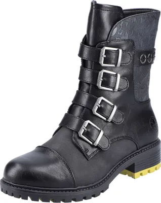 Produktbild von Rieker Damen Stiefeletten Schnallen Blockabsatz 92364, Größe:39 EU, Farbe:Schwarz