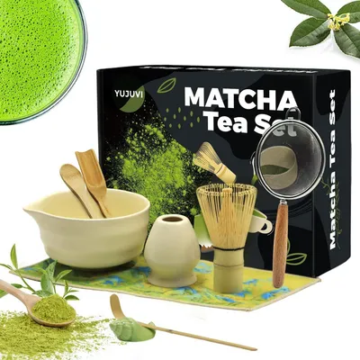 Immagine prodotto di Set da tè Matcha, 9 pezzi, in Vetroceramica color avorio, completo di colino, porta-scovolino, setaccio e paletta