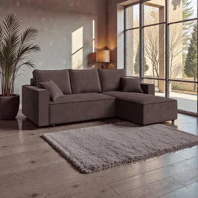Produktbild von FurMeb24 ECKSOFA mit Schlaffunktion und bettkasten ALCOS L 232 cm × 143 cm × 85 cm Stoff POSO 4