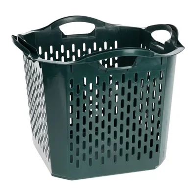 Produktbild von Gartenkorb aus Kunststoff 25 L Grün Stapelbar Mehrzweckkorb 40 x 40 x 32 cm Ideal als Erntekorb Wäschekorb & Haushaltskorb