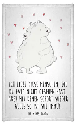 Produktbild von Mr. & Mrs. Panda Handtuch Gäste-WC Eisbär Umarmen - Weiß - Geschenk, frottierhandtuch, Kleines, gästehandtuch klein, Gästetuch, Lustige Sprüche