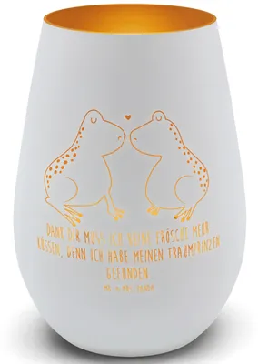 Produktbild von Mr. & Mrs. Panda Teelichthalter Glas Frosch Liebe - Weiß - Geschenk, Pärchen, Freundin, Laterne, Windlicht, Kerzenhalter, Hochzeitstag, Verliebt
